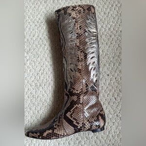 Gucci Brown and Silver Heeled Boots